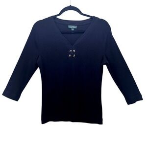 Lauren Jeans Co Henley Top Black Large